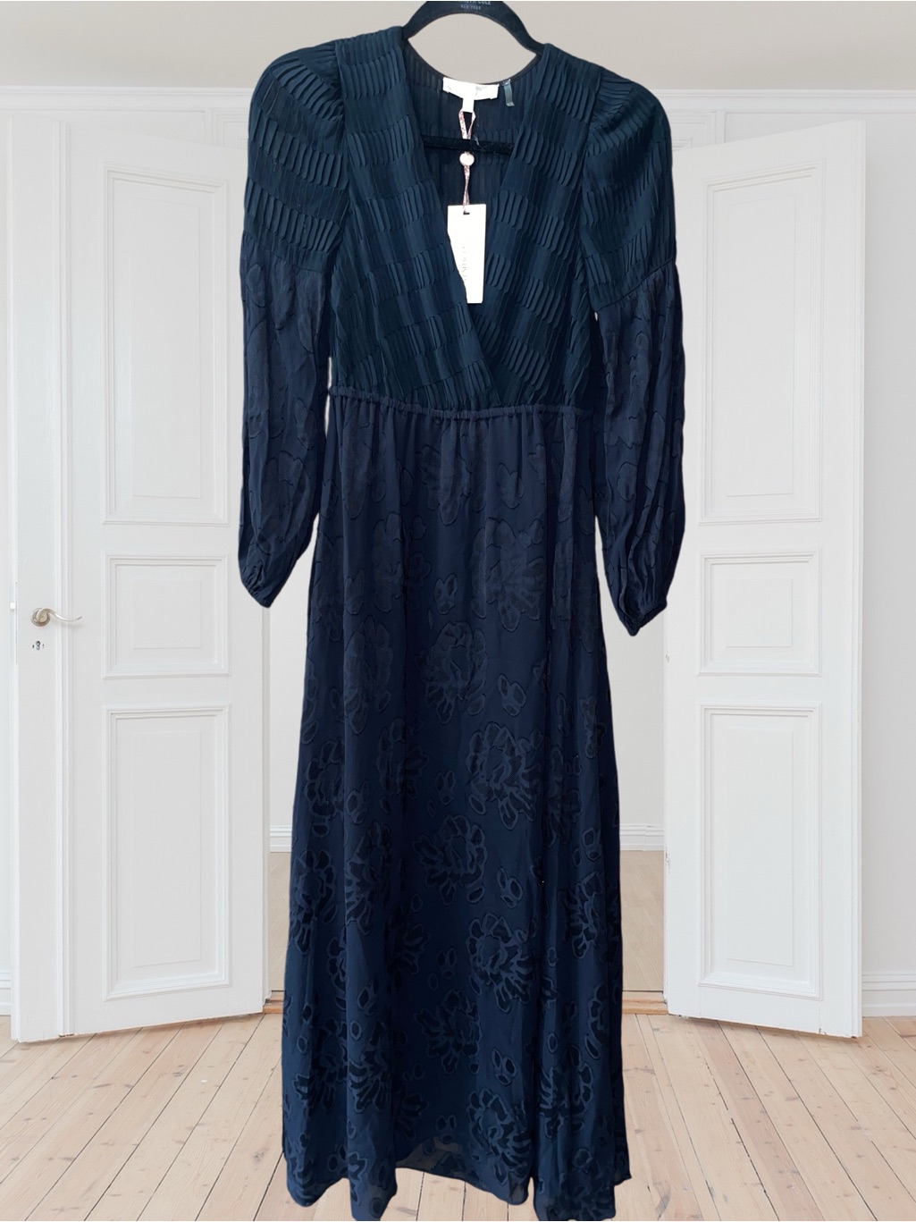 #279~Loveshackfancy Lexia Black Sheer Long Sleeve Maxi Dress,Size Xs